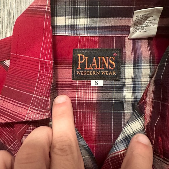 Lot Of 2 VTG Plains Western Wear Pearl Snap Red And Blue Button Shirt Size Small - Picture 3 of 7